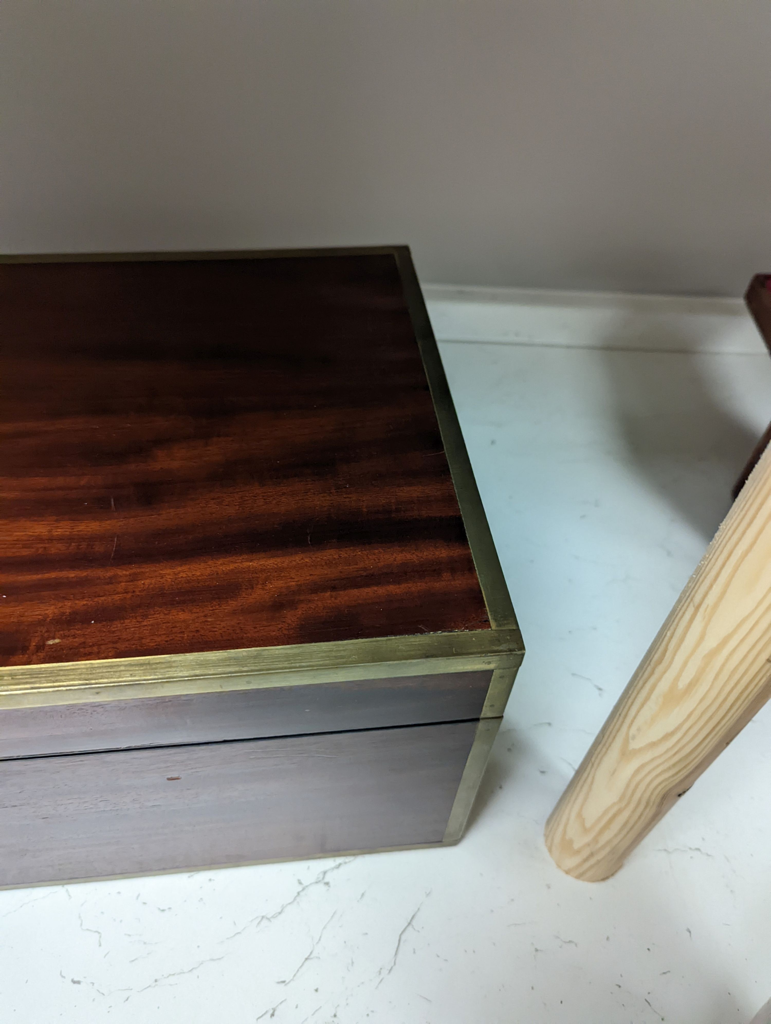 A 19th century mahogany and brass mounted writing slope, 51cm